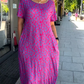 🔥50% KORTING🔥Diamond Neck Roze Paarse Bloemenprint Jurk