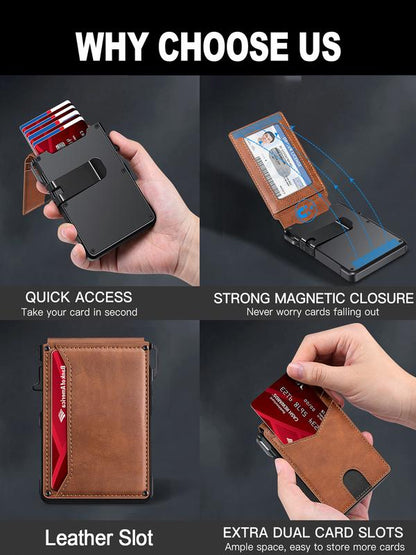 👝Slanke Herenportemonnee Met RFID & AirTag-Slot – Pop-Up Mechanisme & MagneetSluiting: Veilig & Overzichtelijk!