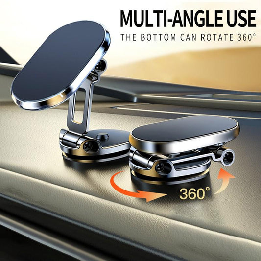 🚗 Opvouwbare metalen magnetische telefoonhouder voor in de auto📱 – 360° draaibaar, in hoek en hoogte verstelbare bevestiging voor op het dashboard, sterke magnetische hechting, compacte universele handsfree telefoonhouder voor in de auto