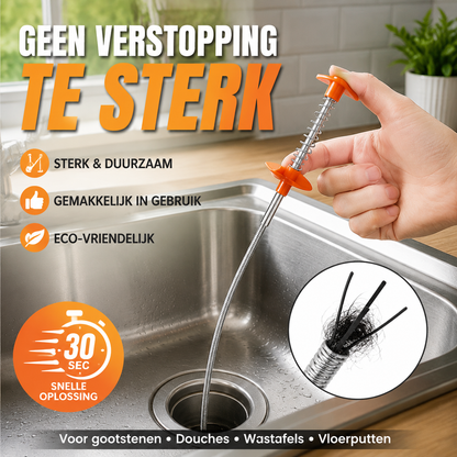 🚿 Verstopte afvoer? Deze flexibele ontstoppingsveer met grijper lost het in seconden op – 160/250 cm, geen loodgieter of chemicaliën nodig!