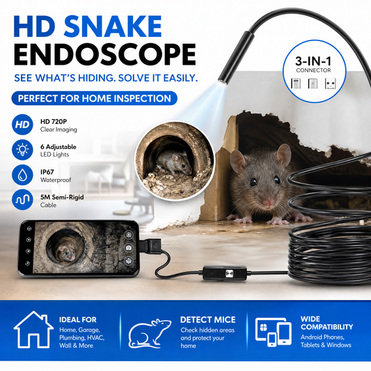 🔥🔍 50% KORTING! Nooit meer blind zoeken! Deze 3-in-1 endoscoop met 7mm probe, 6 LED's & IP67 waterdicht – direct op je telefoon of pc!
