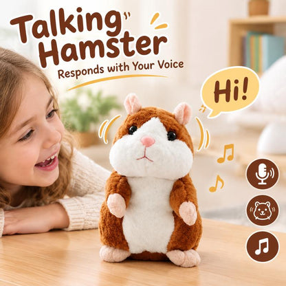 Pratende hamster-knuffel – herhaalt alles wat je zegt, schudt automatisch met zijn kopje, hilarisch vermaak voor kinderen en volwassenen