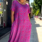 🔥50% KORTING🔥Diamond Neck Roze Paarse Bloemenprint Jurk