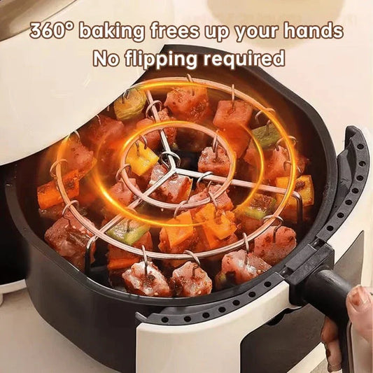 🍢💪 50% KORTING! Krokant vanbuiten, mals vanbinnen, met 80% minder olie. Deze verticale spieshouder voor de airfryer is het enige dat je nodig hebt voor sappige kip, biefstuk en garnalen.