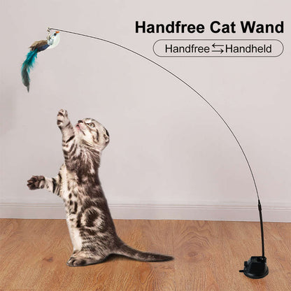 🐱💥 50% KORTING! Stop met het zien van een verveelde kat die je gordijnen sloopt! Deze zuignap-hengel met veren en belletjes houdt hem bezig – zelfspelen of samen, jij kiest.