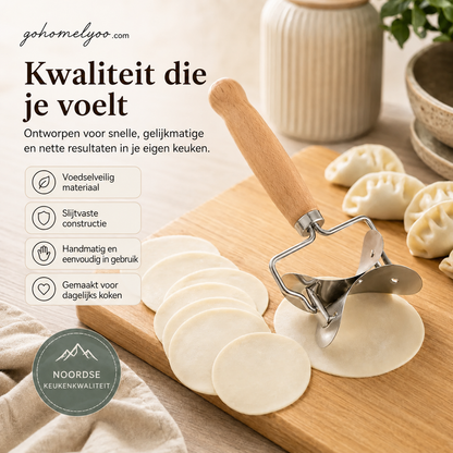 🥟⚡ 50% KORTING! Nooit meer ongelijke deegvellen snijden! Deze RVS deeguitsteker maakt in één druk perfect ronde dumplingvellen van 7,5 cm – uniform, snel en zonder gedoe!