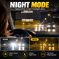 Universele HD anti-verblindingszonneklep – clip-on, dubbele lens (donker voor dag, geel voor nacht), opklapbaar, past op de meeste auto's, SUV's en pick-ups.