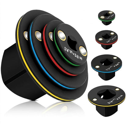 🔧⚡ 50% KORTING! Geen ruimte? Geen probleem! Deze ultraplatte dopsleuteladapters redden je uit élke krappe motorhel – krachtig Cr-Mo staal, magnetisch, en ze klikken strak in elkaar. Nooit meer knoeien in kleine hoekjes!