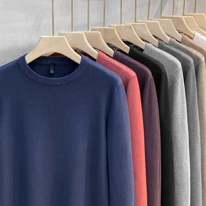 Effen gebreid basis shirt met ronde hals voor heren