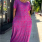 🔥50% KORTING🔥Diamond Neck Roze Paarse Bloemenprint Jurk