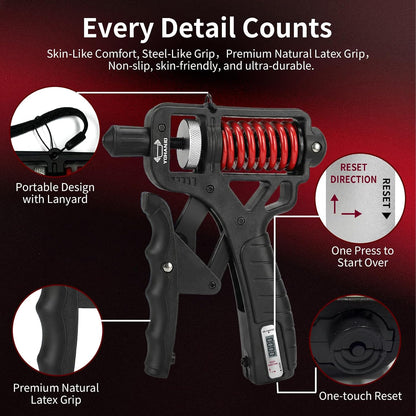 🚀🤝 50% KORTING! Van handshake tot veiligheidshamer: deze ergonomische grip trainer met instelbare weerstand (5–165 kg) versterkt handen, vingers & onderarmen. Met teller!