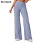 Hoge stretch broek met hoge taille en uitlopende pijpen voor dames