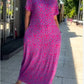 🔥50% KORTING🔥Diamond Neck Roze Paarse Bloemenprint Jurk