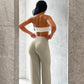 Hoge stretch broek met hoge taille en uitlopende pijpen voor dames