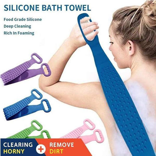 🛁🧽 50% KORTING! Stop met het acrobatisch draaien om je rug te wassen! Deze lange siliconen badborstel met handvat bereikt élke plek, reinigt diep, en is hygiënischer dan elke spons.