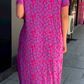 🔥50% KORTING🔥Diamond Neck Roze Paarse Bloemenprint Jurk