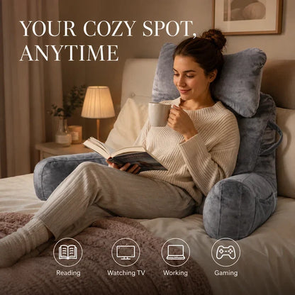 🛋️💤 50% KORTING! Nooit meer stapels kussens die inzakken! Dit leeskussen met rugsteun, neksteun en armleuningen houdt je écht overeind – fluweelzacht, wasbaar en overal te gebruiken!