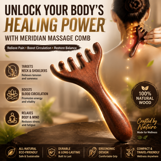 🦶🧠 50% KORTING! Stop met het wrijven over je slapen alsof je een lamp hoopt te zien! Deze zesklauwen massagekam krabt, drukt en stimuleert je meridianen – van je hoofd tot je nek en lijf, alsof een professionele masseuse 24/7 in je tas zit!