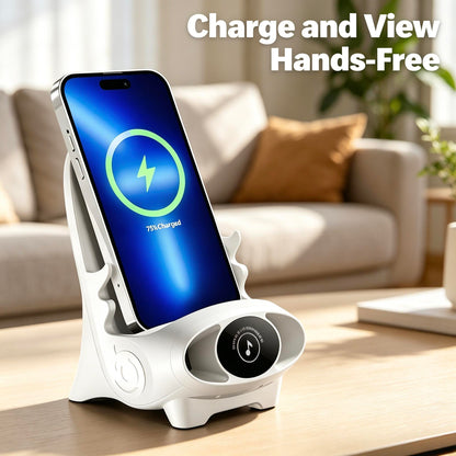 👑🔋 LAATSTE KANS 50% KORTING! Stop met die lelijke kabels! Zet je telefoon op zijn eigen mini-stoeltje en hij laadt draadloos supersnel op. De schattigste snellader die ook nog eens een blikvanger op je bureau is!