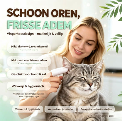 👂🐾 50% KORTING! Stop met vieze hondenoren! Deze vingerdoekjes reinigen zachtjes oren én tanden van je hond of kat – milde formule, frissere adem, geen irritatie!
