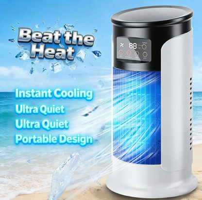 ❄️ 2026 Nieuwe Verdampingsairco – Compacte USB-bureauventilator, Persoonlijke Koeler met 300ml Tank, Verstelbare Snelheden, Timer, Stil, Draagbaar Ontwerp voor Naast het Bed | Kleine Ruimte Koelventilator voor Thuis, Reizen & Buiten