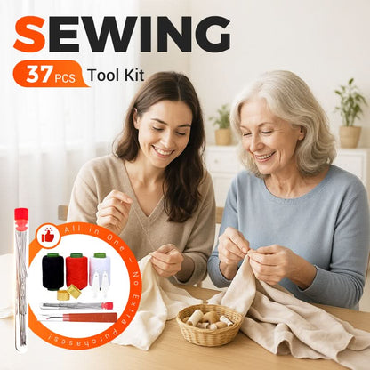 🧵🎁 50% KORTING! Nooit meer kleding weggooien door een losse naad of ontbrekende knoop! Deze 37-delige naaiset repareert alles direct – compleet, draagbaar en perfect cadeau voor elk huishouden!