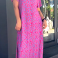 🔥50% KORTING🔥Diamond Neck Roze Paarse Bloemenprint Jurk