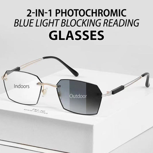 Nieuwe productpromotie 50% korting🔥2-in-1 Fotochromatische Blauw Licht Blokkerende Leesbril