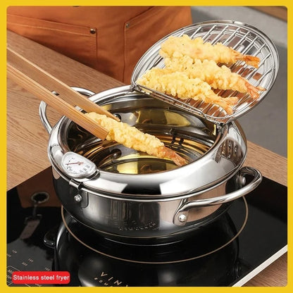 🔥 50+% KORTING + gratis verzending! Stop met gokken op de olietemperatuur! Deze RVS frituurpan met thermometer en oliefilterrek maakt je snacks perfect goudbruin en minder vet. Voor élk fornuis!