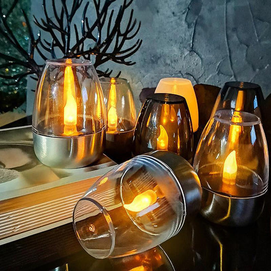 ✨6Pack Solar Power Theelichtjes Outdoor Vlamloos Flikkerend IP65 Waterdichte Tafellamp LED Kaarsen met Schemersensor voor Lantaarn Tuin Kamperen Feest Huisdecoraties Warme Kleur