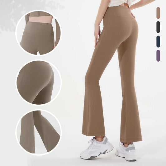 Skinny sneldrogende yogabroek met hoge taille en uitlopende pijpen