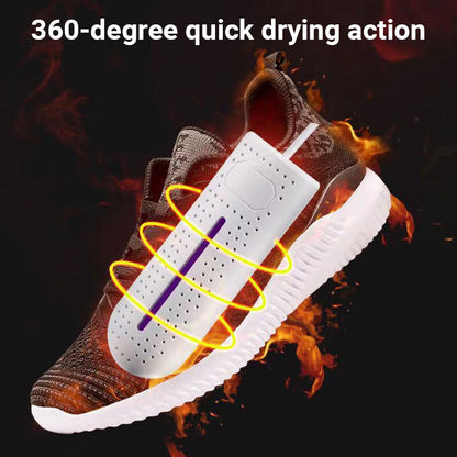 ❄️ Natte schoenen? In minuten weer droog! Deze 360° schoendroger blaast warme lucht rondom – 65°C, UV tegen geurtjes, overal mee. Nooit meer koude, vochtige voeten.