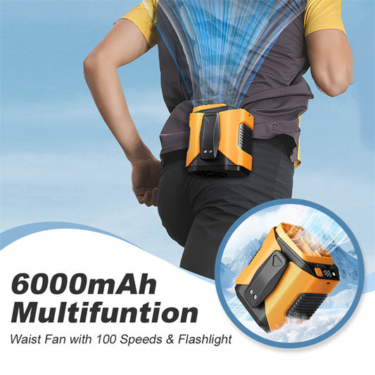 Multifunctionele heupventilator van 6000 mAh met 100 snelheden en zaklamp🌬️⚡