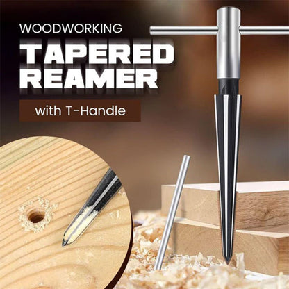 🛠️🎸 50% KORTING! T-handvat conische ruimer – boor, verzink & ontbraam precisie in hout | Hoogwaardig koolstofstaal | Voor gitaar, modelbouw & ambacht