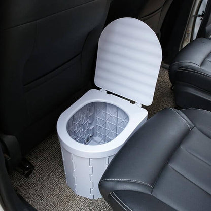 🚽 Geen toilet in de buurt? Dit opvouwbare toilet draagt tot 300 pond, is geur- en lekvrij en past zo in je auto. Voor kamperen, reizen en noodgevallen.