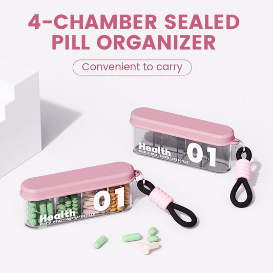 4 compartimenten draagbare verzegelde pillen organizer