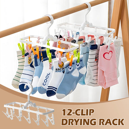 12-Clip opvouwbaar & windbestendig droogrek