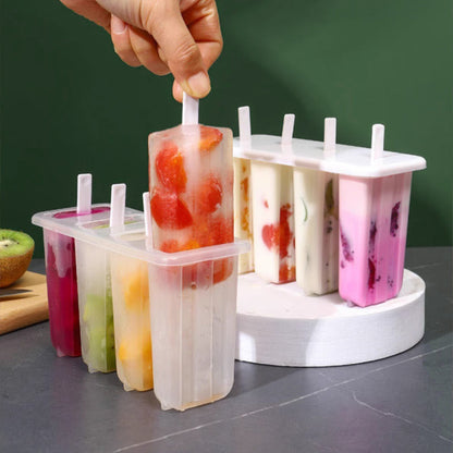 4-Cavity ijslollyvorm met deksel en stokjes