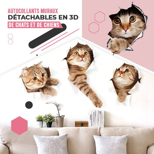 3D verwijderbare muurstickers met katten en honden