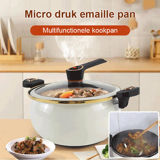 🍲✨ 50% KORTING! 7 liter, magnetron-snelkooktechnologie, en een strakke emaille afwerking. Deze pan stoomt, suddert en kookt sneller, gezonder en smaakvoller – jouw nieuwe keukenheld.