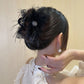 Creatief cadeau - Haarclip met veren en mesh, pluche