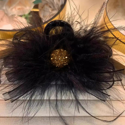Creatief cadeau - Haarclip met veren en mesh, pluche