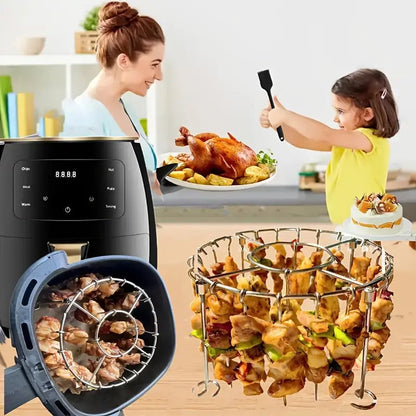 Ronde roestvrijstalen ovenrooster met spies