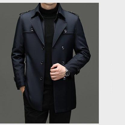 Trenchcoat voor Heren met Middellange Lengte en Afneembare Voering