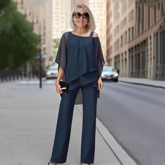 ⏳Beperkte korting van 50%⏰Onregelmatig chiffon topje voor dames ＆ wijde broek 2-delige set👚👖