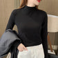 Comfortabele effen kleurige halflange mouwen top met hoge hals voor dames