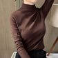 Comfortabele effen kleurige halflange mouwen top met hoge hals voor dames