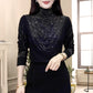 Damesblouse met hoge kraag, lange mouwen en voering