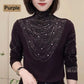 Damesblouse met hoge kraag, lange mouwen en voering