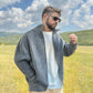 Heren cardigan met volledige ritssluiting